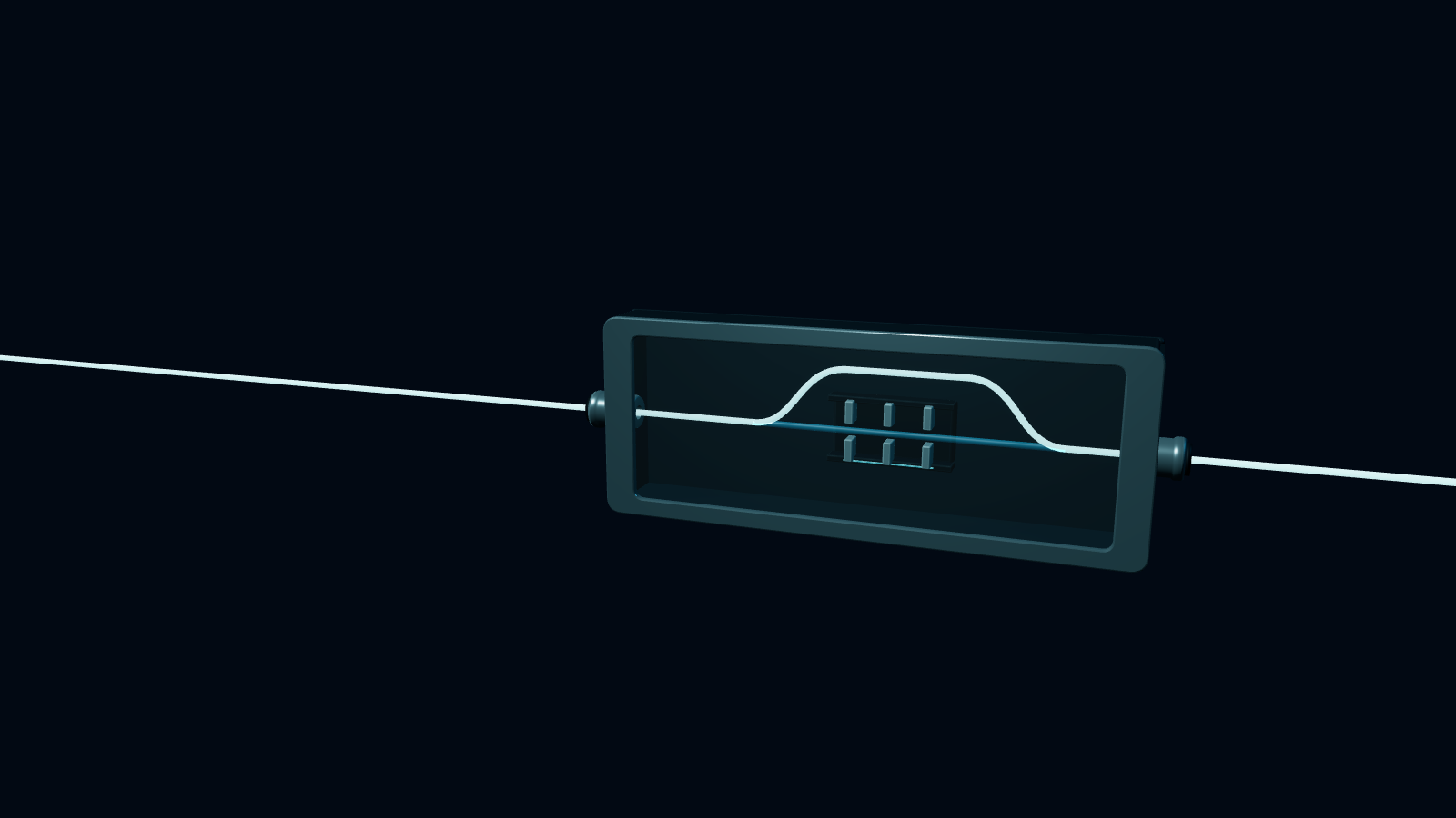 A gateway to an available route. The signal departs, detects a failed primary route, enters P2 Relay, reroutes, and stays reachable.